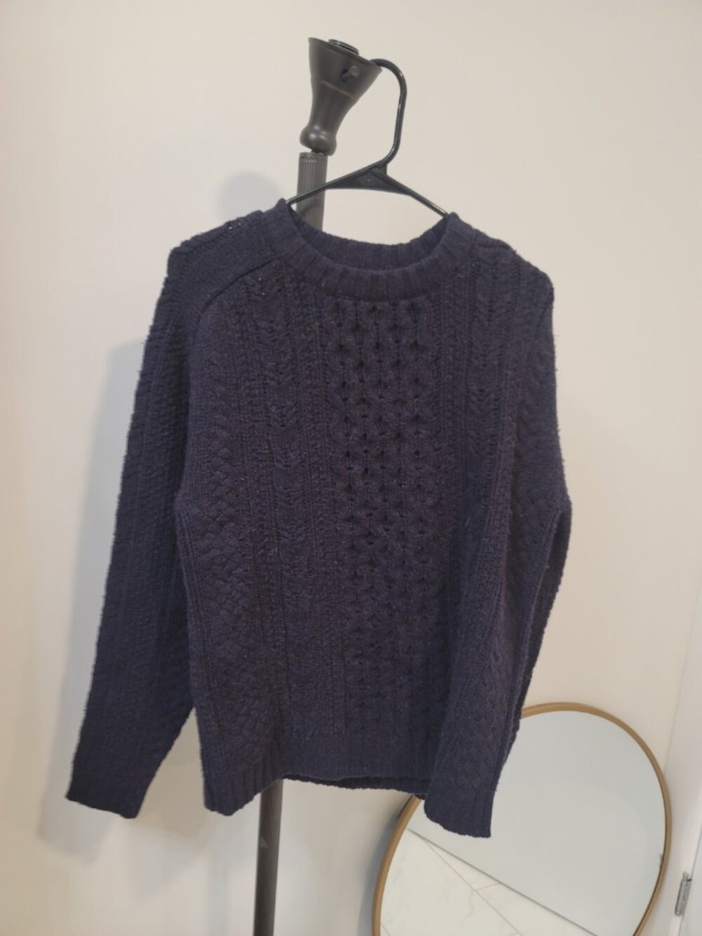 Billy Reid Sweater Men’s L Dark Blue Pullover Camel Hair Long Sleeve